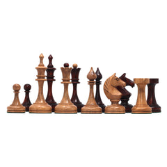 Soviet USSR 1970 Reproduced 4" Chess set in Distressed and Mahogany Stained Boxwood