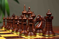 Anglo-Persian Artisan Series 4.75" Luxury Chess set by Mandeep Saggu in Mahogany Stained and Natural Boxwood
