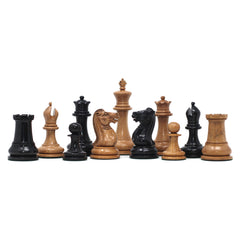 Nathaniel 1849 Antique Reproduction Vintage 3.75" Chess Set in Ebony/ Distressed Boxwood