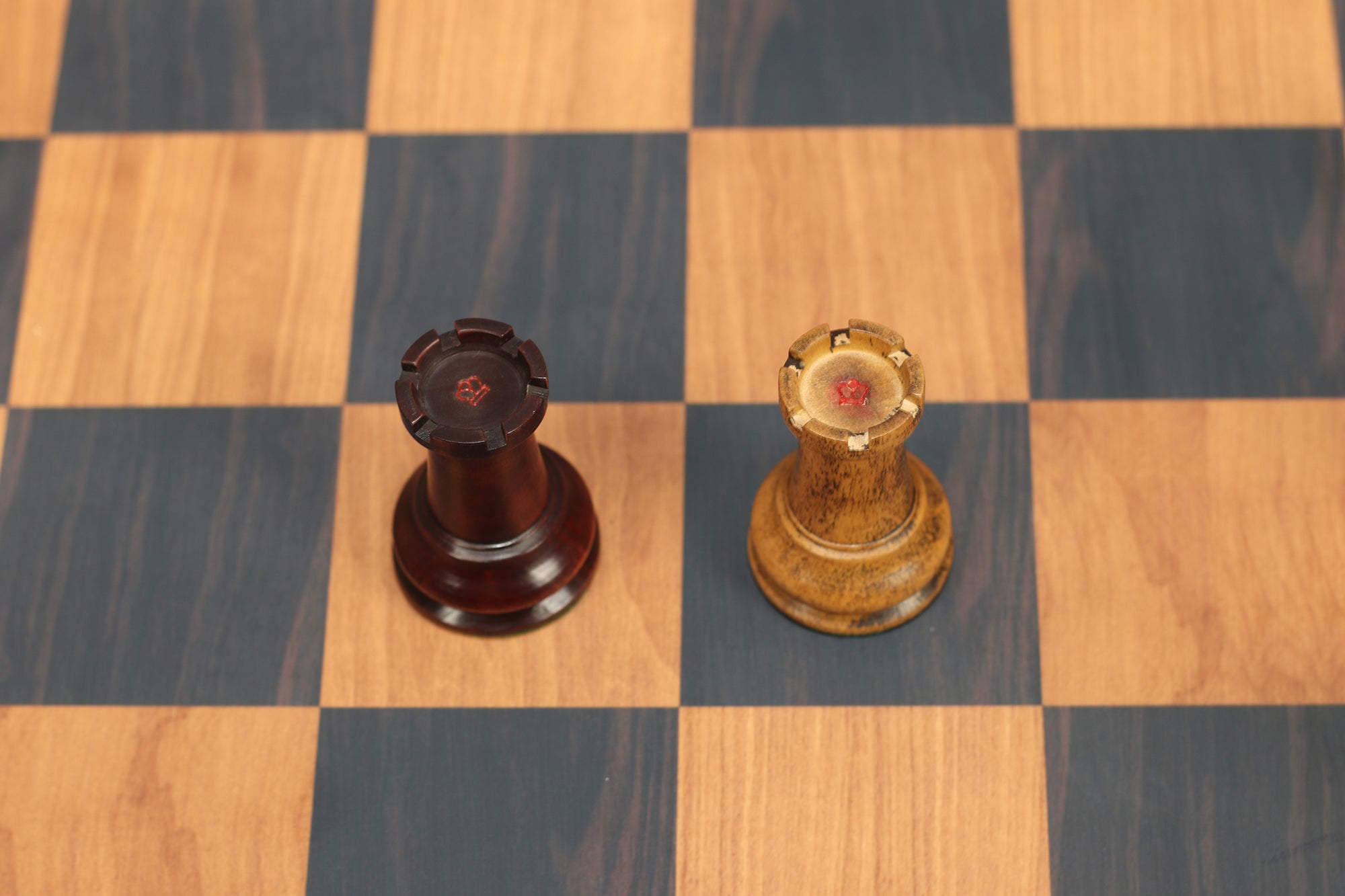 Morphy Cooke 1849-50 Vintage 3.5" Reproduction Chess Set in Distressed Boxwood/Mahogany Stained
