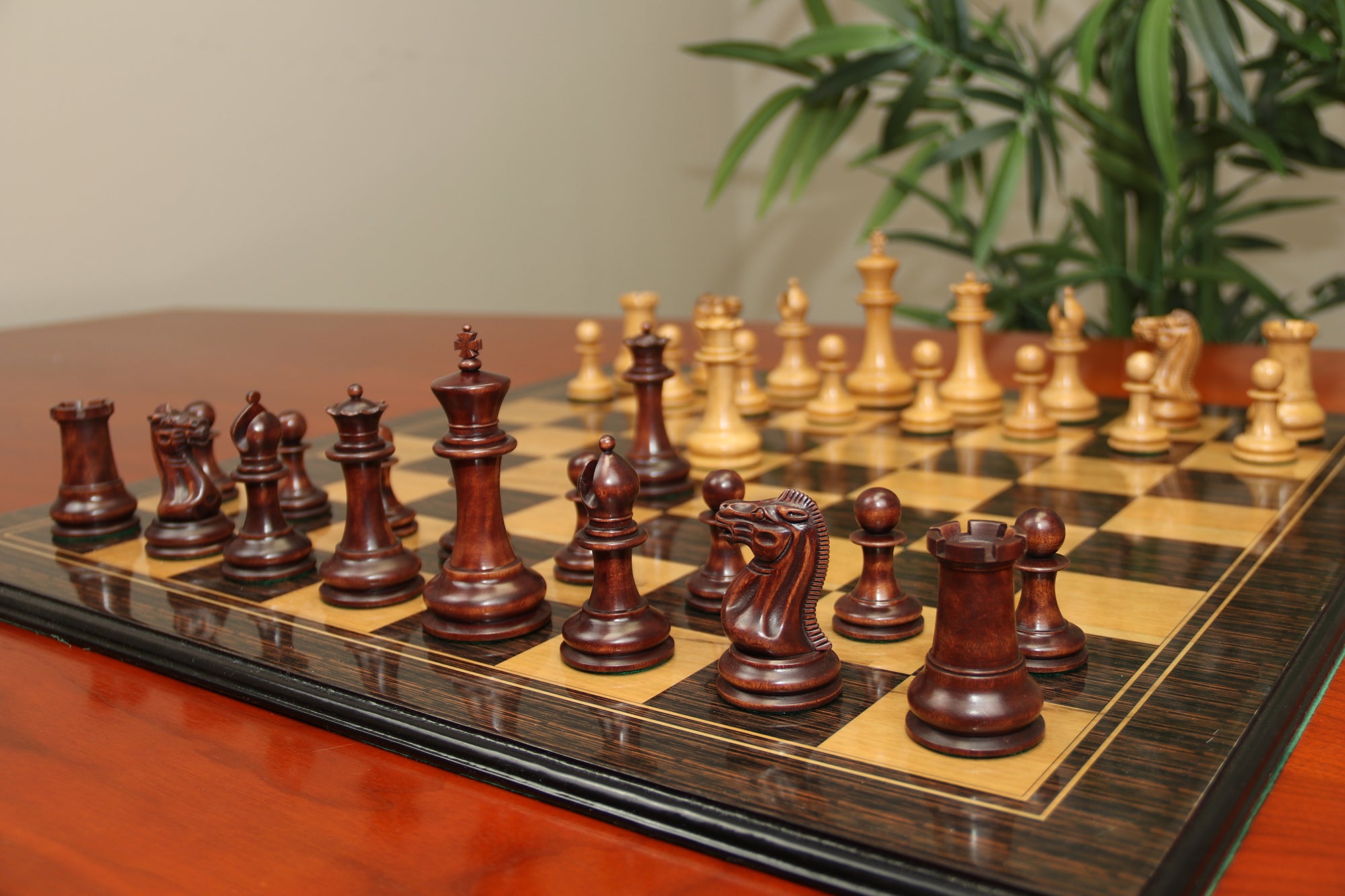 Nathaniel 1849 Antique Reproduction Vintage 4.4" Distressed/Mahogany Wood Chess Pieces