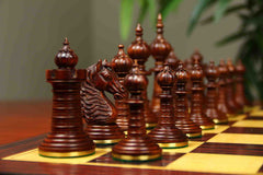 Anglo-Persian Artisan Series 4.75" Luxury Chess set by Mandeep Saggu in Distressed/Mahogany Stained Boxwood
