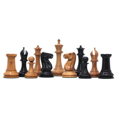 NATHANIEL COOKE SERIES 1849 Ebony and Distressed Boxwood Chess Set King: 3.625"