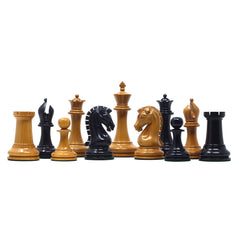Commemorative Signature Series 3.625" Staunton Chessmen in Antiqued Boxwood/Ebony