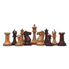 Walter Grimshaw 1854 Reproduced Staunton 3.5" Distressed/Mahogany Stained Boxwood Chessmen