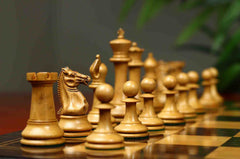 1851-52 Early 2880 Jaques of London Reproduced Vintage 4.4" Chess set Distressed Boxwood/Ebony Wood wood