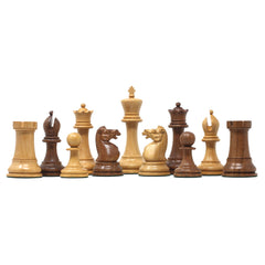 The Jaques Tournament Anderssen “Drop-Jaw” Replica Chessmen Natural Boxwood & Golden Rosewood– 4.4" King