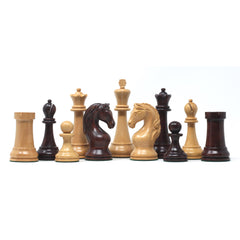 Piatigorsky 1963 Reproduction Staunton 4.5" Chess Pieces Mahogany Gilded/Natural Boxwood