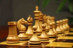 1830 Dublin Style Reproduced Historical Chess Set - 3.75" King Height in Natural Boxwood & Ebony Wood