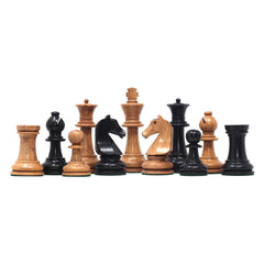 Henri Chavet Reproduced Chess Set in Distressed and Ebonised Boxwood- 3.75" King Height
