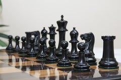 1849 Early Version Reproduced 4.4" Chess Set in Distressed Boxwood/Ebony