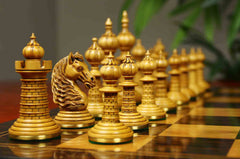 Anglo-Persian Artisan Series 4.75" Luxury Chess set by Mandeep Saggu in Distressed Boxwood and Ebony