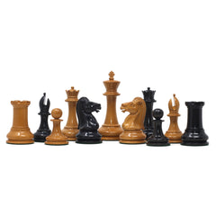 William Leuchars Series 1849 Historical Reproduction 3.5" Chess set - Ebony/Lacquered Antiqued Boxwood