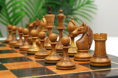 Soviet USSR Moscow 1925 Historical Reproduced 4" Chess set in Mahogany Gilded & Distressed Antiqued Boxwood