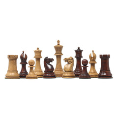 The Jaques Tournament Anderssen “Drop-Jaw” Replica Chessmen Distressed & Mahogany – 4.4" King