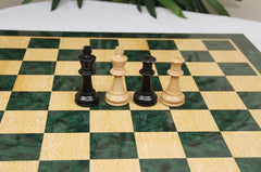 Luxury Chess Board 2.25" Square made in Burl Greenwood and Burl Maple Wood Look