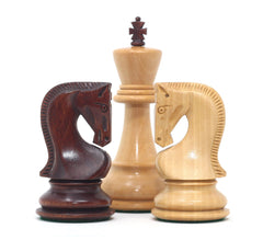 Zagreb '59 Series 3.75" Luxury Chessmen in Natural Boxwood & Mahogany Gilded