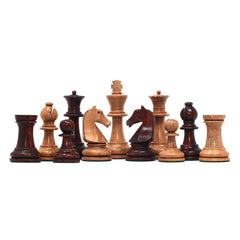 Henri Chavet Reproduced Chess Set in Distressed and Mahogany Stained Boxwood- 3.75" King Height