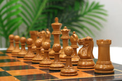 Jaques Zukertort 1875 Reproduction Library 3.5" Chessmen in Lacquered Antiqued Boxwood/Ebony