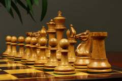 1851-52 Early 2880 Jaques of London Reproduced Vintage 4.4" Chess set Distressed/Mahogany Stained Boxwood wood