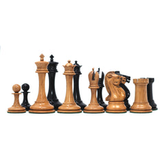 B & Company Reproduced Staunton 4.4" Chess Set in Distressed Boxwood and Ebony