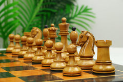 Dubrovink Series 1950 Vintage Reproduction 3.75" Ebony & Distressed Boxwood Chess Set