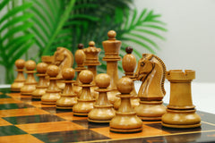 Dubrovink Series 1950 Vintage Reproduction 3.75" Distressed/Mahogany Gilded Boxwood Chess Set