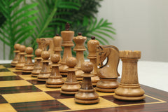Zagreb '59 Series 3.75" Luxury Chessmen in Distressed Boxwood & Mahogany Gilded