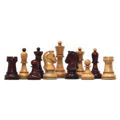 The Fischer Dubrovnik 1970 Upgraded Version Chess set in Distressed and Mahogany Stained Boxwood