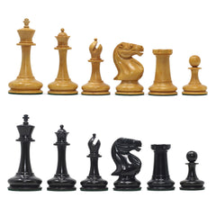 Vintage Continental Club Reproduction 3.25" Ebony & Original Aged Look Boxwood Chess Set