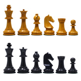 Henri Chavet Reproduced Chess Set in Ebony & Aged Antiqued Boxwood- 3.75" King Height