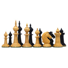 Anglo-Persian Artisan Series 4.75" Luxury Chess set by Mandeep Saggu in Ebony and Natural Boxwood