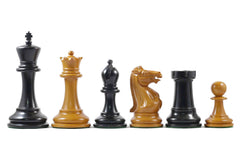 Anderson 1855-60 Reproduction 4.4" Staunton Chessmen in Antiqued Boxwood & Ebony