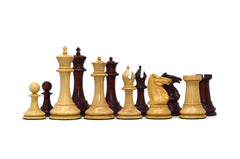 1851-52 Early 2880 Jaques of London Reproduced Vintage 4.4" Chess set Natural Boxwood & Mahogany Stained Boxwood wood