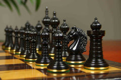 Anglo-Persian Artisan Series 4.75" Luxury Chess set by Mandeep Saggu in Distressed Boxwood and Ebony
