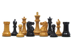 Jaques Zukertort 1875 Reproduction Library 3.5" Chessmen in Original Aged Look Antiqued Boxwood/Ebony