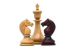 1830 Dublin Style Reproduced Historical Chess Set - 3.75" King Height in Natural & Mahogany Stained Boxwood