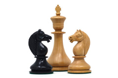 1830 Dublin Style Reproduced Historical Chess Set - 3.75" King Height in Natural Boxwood & Ebony Wood