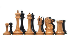 B & Company Reproduced Staunton 4.4" Chess Set in Distressed Boxwood and Ebony
