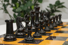 1849 Early Version Reproduced 4.4" Chess Set in Original Aged Antiqued Boxwood/Ebony