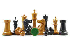 Anderson 1855-60 Reproduction 4.4" Staunton Chessmen in Antiqued Boxwood & Ebony