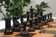 Jaques Zukertort 1875 Reproduction Library 3.5" Chessmen in Original Aged Look Antiqued Boxwood/Ebony
