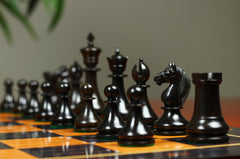 1830 Dublin Style Reproduced Historical Chess Set - 3.75" King Height in Natural Boxwood & Ebony Wood