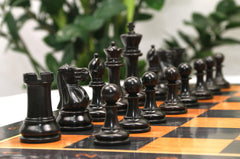 Jaques Zukertort 1875 Reproduction Library 3.5" Chessmen in Distressed Boxwood/Ebony