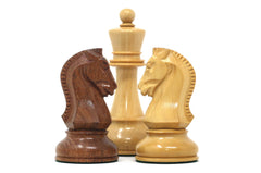 Dubrovnik 1950 Vintage Reproduction 3.75" Chess set in Natural Boxwood & Golden Rosewood