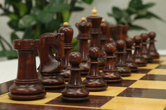 Zagreb '59 Series 3.75" Luxury Chessmen in Natural Boxwood & Mahogany Gilded