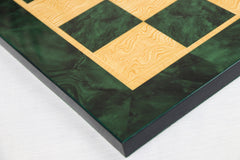 Luxury Chess Board 2.5" Square made in Burl Greenwood and Burl Maple Wood Look