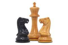 1849 Early Version Reproduced 4.4" Chess Set in Original Aged Antiqued Boxwood/Ebony