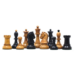 Dubrovink Series 1950 Vintage Reproduction 3.75" Ebony & Distressed Boxwood Chess Set
