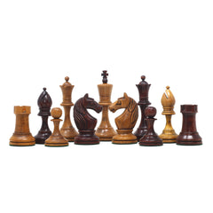 Soviet USSR Moscow 1925 Historical Reproduced 4" Chess set in Mahogany Gilded & Distressed Antiqued Boxwood